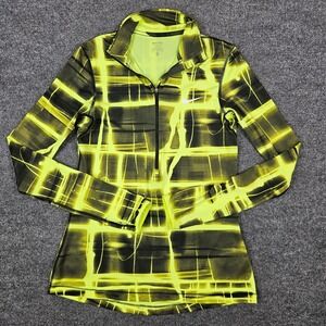 Nike Pro Running Half Zip Long Sleeve Pullover Womens M‎ Athletic Training Green